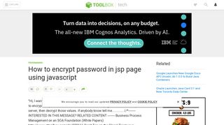 How to encrypt password in jsp page using javascript - IT Toolbox