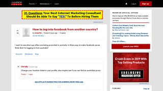 How to log into facebook from another country? | Warrior Forum ...
