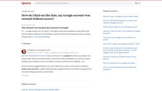 How to find out the date, my Google account was created without ...
