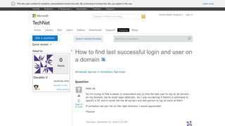 How to find last successful login and user on a domain - Microsoft