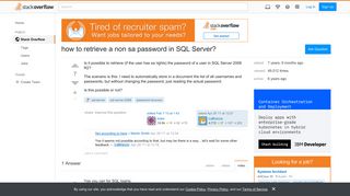 how to retrieve a non sa password in SQL Server? - Stack Overflow
