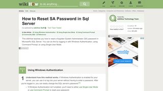 3 Ways to Reset SA Password in Sql Server - wikiHow