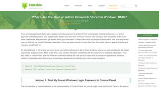Where Are the User or Admin Passwords Stored in windows 10/8/7