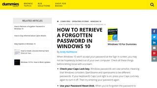 How to Retrieve a Forgotten Password in Windows 10 - dummies