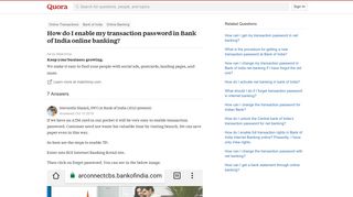 How to enable my transaction password in Bank of India online ...