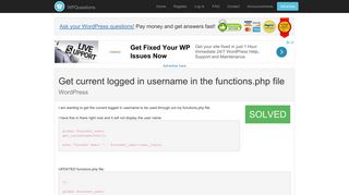 SOLVED: Get current logged in username in the functions.php file ...