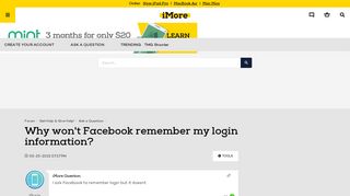 Why won't Facebook remember my login information? - iPhone, iPad ...
