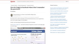 How to login to Facebook when I don't remember the password - Quora
