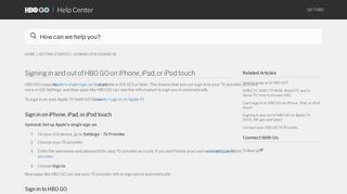 Signing in and out of HBO GO on iPhone, iPad, or iPod touch – HBO GO