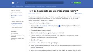 How do I get alerts about unrecognized logins? | Facebook Help ...