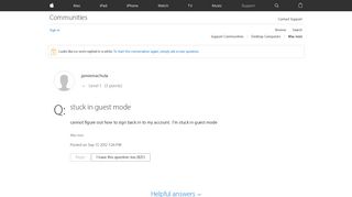 stuck in guest mode - Apple Community