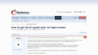 how to get rid of 'guest user' on login screen | MacRumors Forums