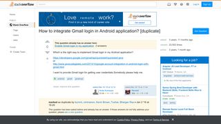 How to integrate Gmail login in Android application? - Stack Overflow