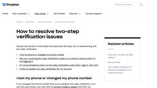 How to resolve two-step verification issues – Dropbox Help
