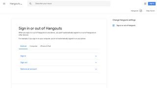 Sign in or out of Hangouts - Android - Hangouts Help - Google Support