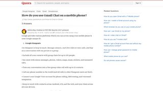 How to use Gmail Chat on a mobile phone - Quora