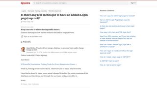 Is there any real technique to hack an admin Login page(asp.net ...