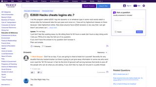 E2020 Hacks cheats logins etc.? | Yahoo Answers