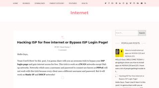 Hacking ISP for free internet or Bypass ISP Login Page! ~ Internet