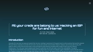 All your creds are belong to us: Hacking an ISP for fun and internet ...