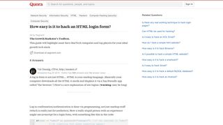 How easy is it to hack an HTML login form? - Quora