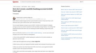 How to create a mobile banking account in hdfc bank app - Quora