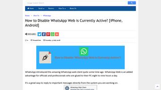 How to Disable WhatsApp Web is Currently Active? [iPhone, Android ...
