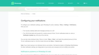 WhatsApp FAQ - Configuring your notifications