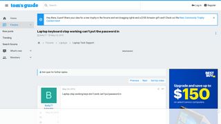 Laptop keyboard stop working can't put the password in - Laptops ...