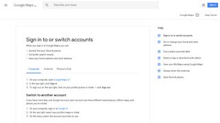 Sign in to or switch accounts - Computer - Google Maps Help