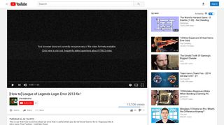 [How-to] League of Legends Login Error 2013 fix ! - YouTube