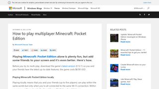 How to play multiplayer Minecraft: Pocket Edition | Microsoft Devices ...