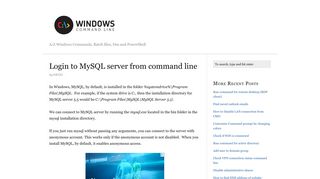 Login to MySQL server from command line - Windows Command Line