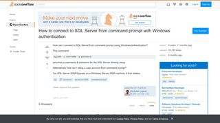 How to connect to SQL Server from command prompt with Windows ...