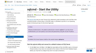 Start the sqlcmd Utility - SQL Server | Microsoft Docs