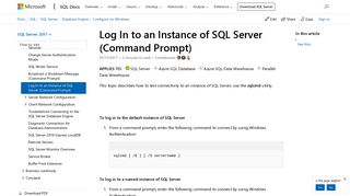 Log In to an Instance of SQL Server (Command Prompt) - Microsoft Docs