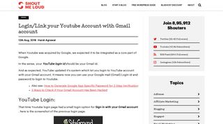 Login/Link your Youtube Account with Gmail account - ShoutMeLoud