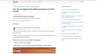 How to login to the admin account on a D-link router - Quora
