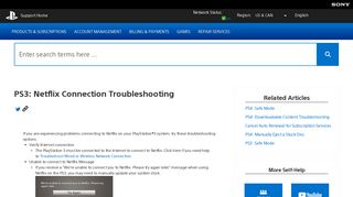PS3: Netflix Connection Troubleshooting - PlayStation Support