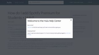 How do I add Spotify Premium for Students + Hulu? - Hulu Help