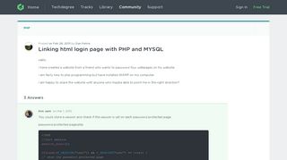 Linking html login page with PHP and MYSQL | Treehouse Community