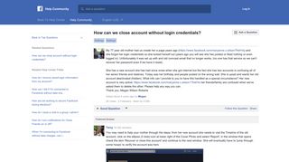 How can we close account without login credentials? | Facebook Help ...