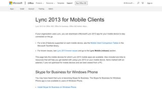 Lync 2013 for Mobile Clients - Office Support