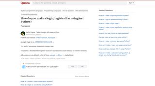 How to make a login/registration using just Python - Quora