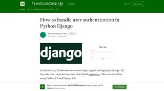 How to handle user authentication in Python Django – freeCodeCamp ...