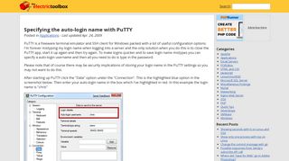 Specifying the auto-login name with PuTTY - Electric Toolbox