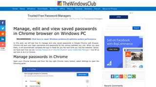 Manage, edit and view saved passwords in ... - The Windows Club