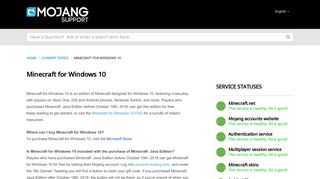 Mojang | Minecraft for Windows 10