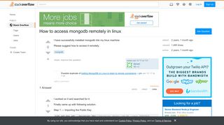 How to access mongodb remotely in linux - Stack Overflow