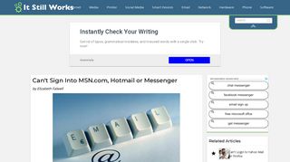 Can't Sign Into MSN.com, Hotmail or Messenger | It Still Works